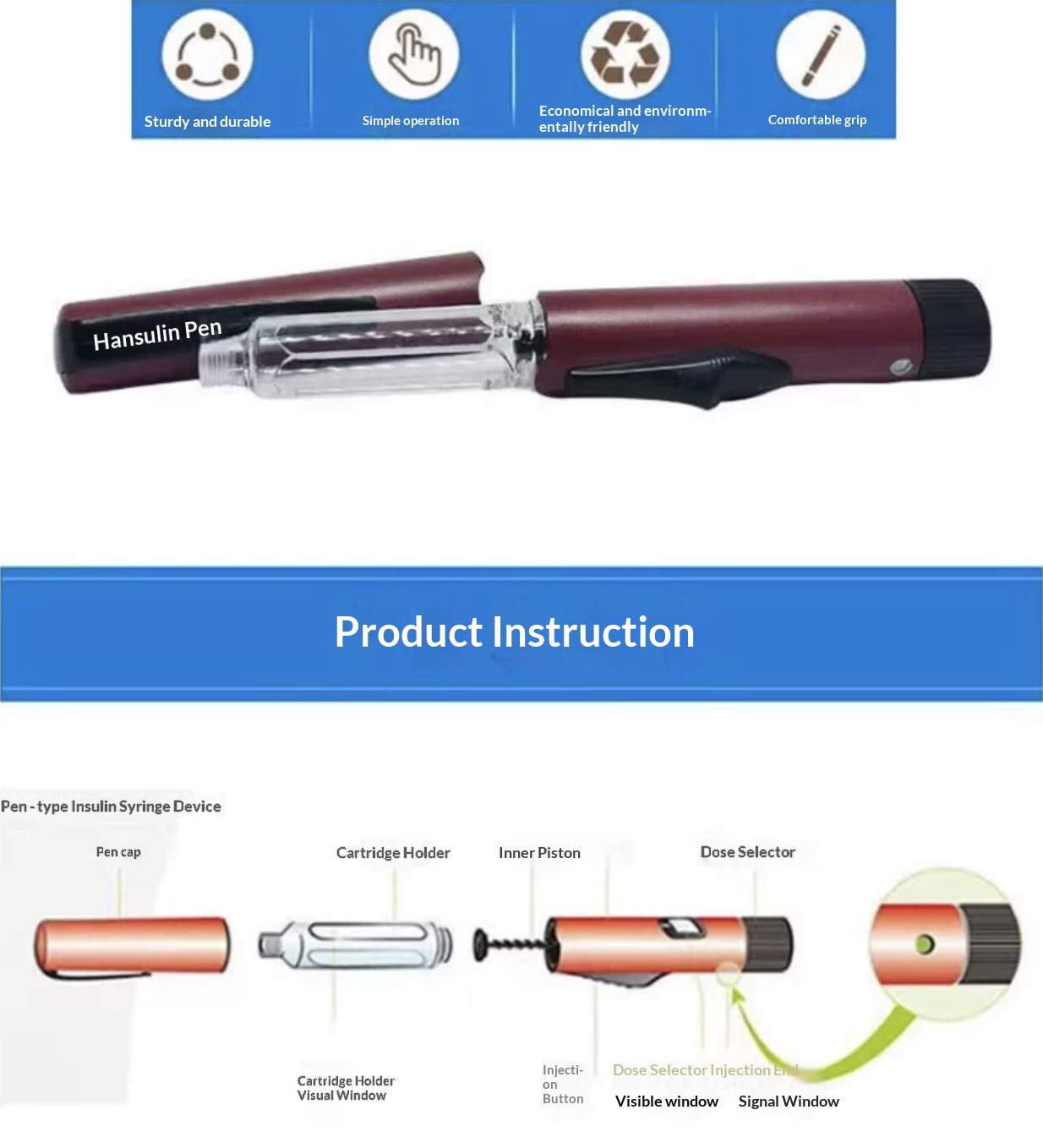 Chonghelin M30 Fully Automatic Insulin Pen Injector – Home Diabetes Use, Compatible with Bayer Pen(Reusable, Easy Operation)